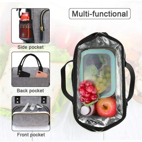 Lunch Box for Men, Insulated Lunch Bag, Large Lunch Tote bags, Leak Proof Lunch - Picture 5 of 6